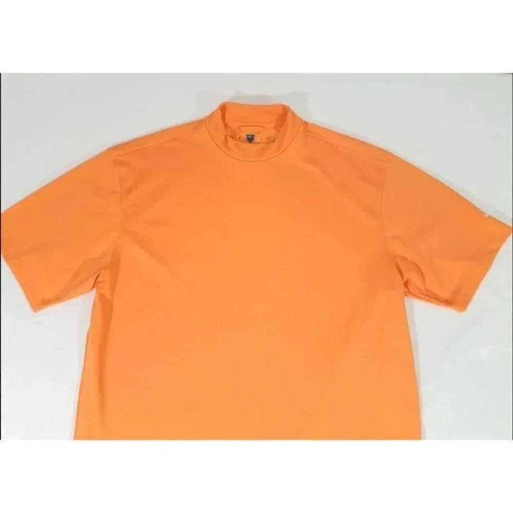 Nike Golf Mock Neck Short Sleeve T-Shirt Fit Dry Solid Orange Men's Size XL